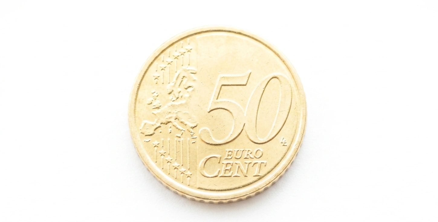 Close-up of the 50 Euro Cent Coin coin centered